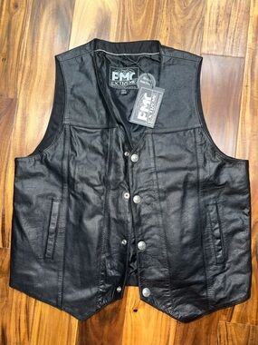 FMC EXTREME GUN RUNNER MEN'S MOTORCYCLE WESTERN STYLE LEATHER VEST XXL